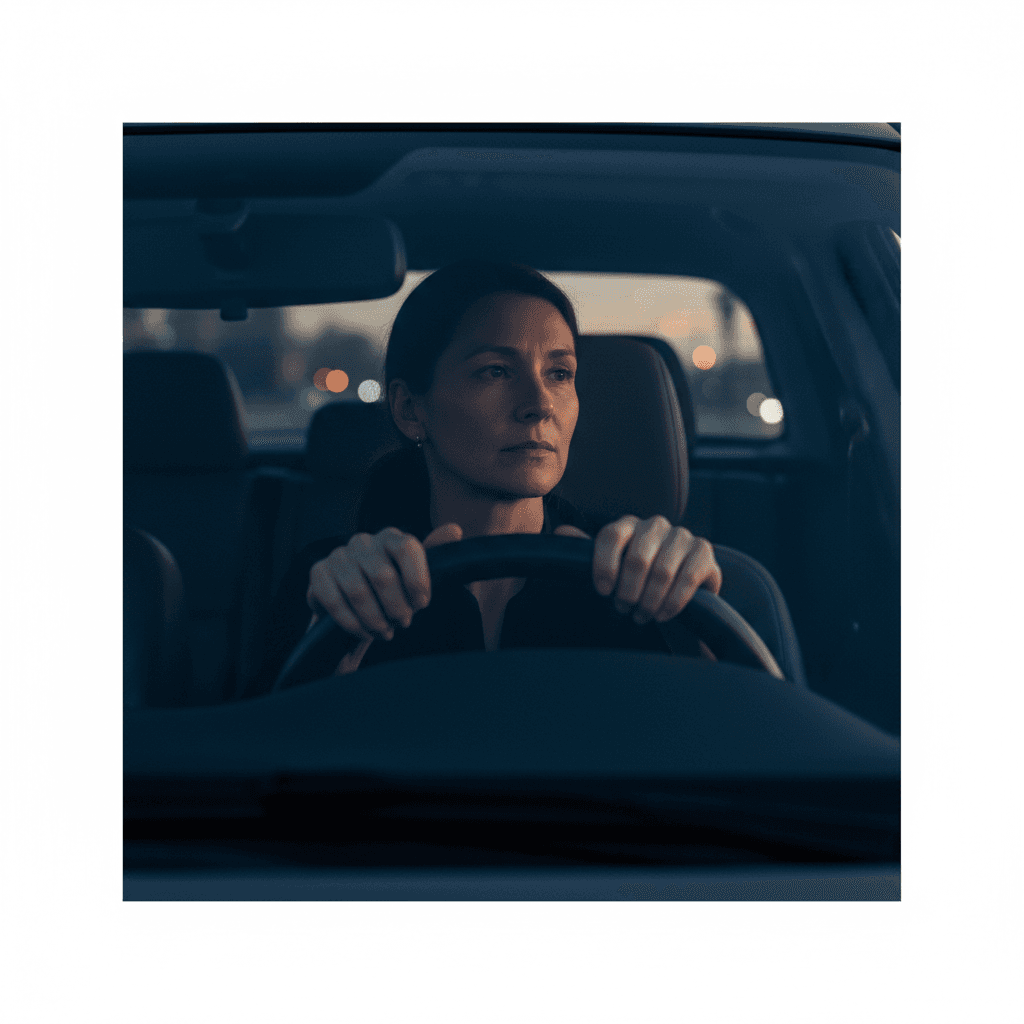 Adult driver practicing behind the wheel
